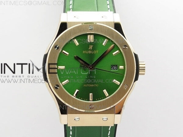 Classic Fusion 42mm RG B50F Green Dial On Green Gummy Strap A2892