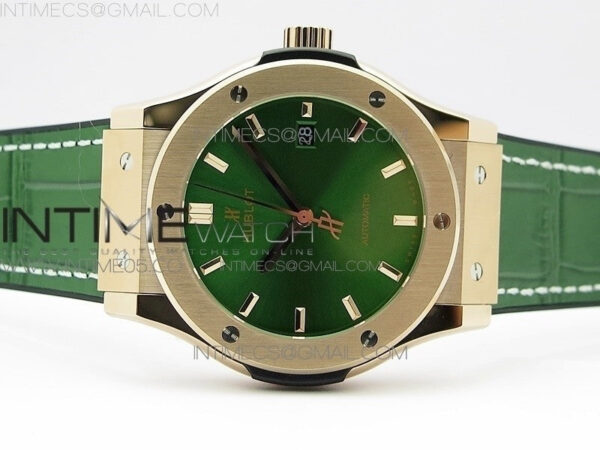 Classic Fusion 42mm RG B50F Green Dial On Green Gummy Strap A2892 – Bild 3