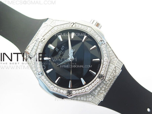 Classic Fusion Orlinski SS Full Real Diamonds B50F 1:1 Best Edition Black Faceted Dial on Black Rubber Strap A2892 – Bild 2