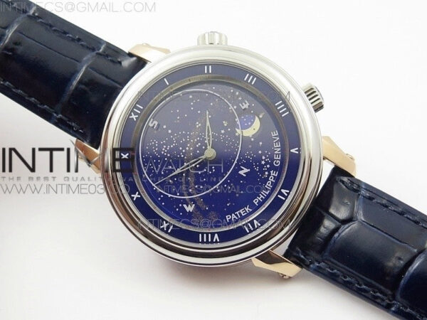 6104P Moon RG/SS Blue Dial on Blue Leather Strap A240 V2 – Bild 2