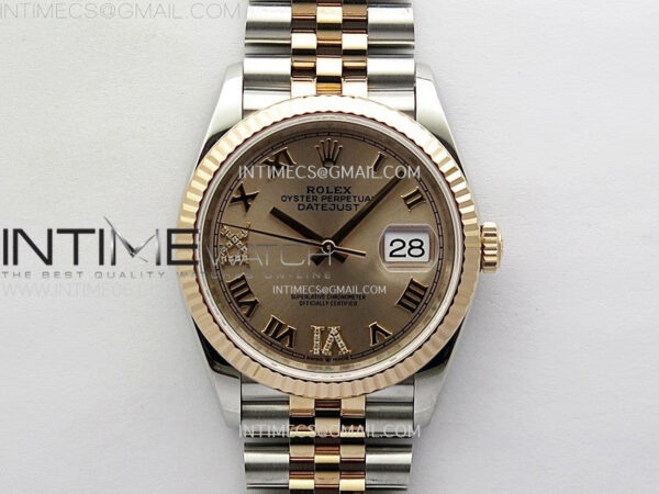 DateJust 36 SS 126231 904L SS/RG VSF 1:1 Best Edition Rose Gold Dial Roman Markers on Jubilee Bracelet VS3235
