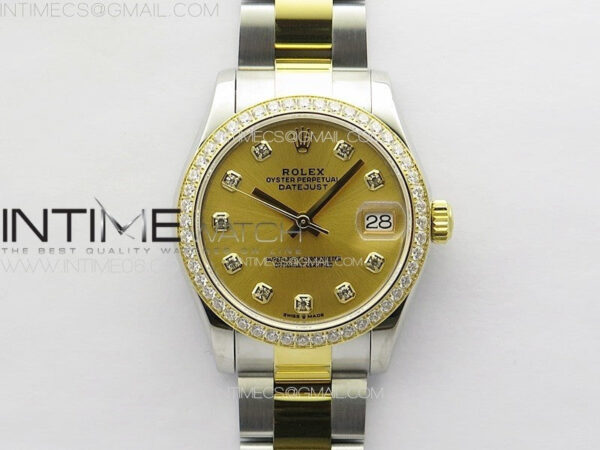 DateJust 31mm 72610 SS/YG Crystals Bezel APSF Best Edition Gold Dial Crystals Markers on Oyster Bracelet A2824 – Bild 2