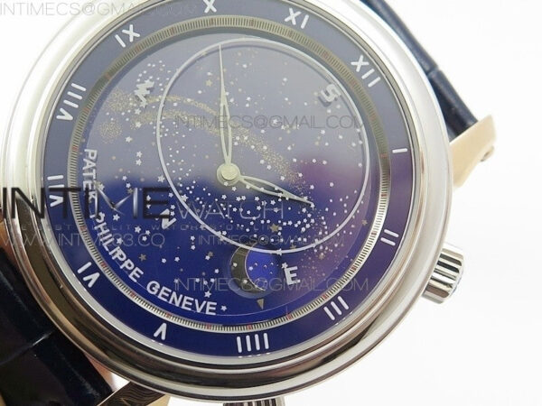 6104P Moon RG/SS Blue Dial on Blue Leather Strap A240 V2 – Bild 3