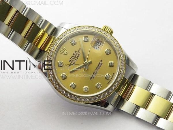 DateJust 31mm 72610 SS/YG Crystals Bezel APSF Best Edition Gold Dial Crystals Markers on Oyster Bracelet A2824 – Bild 3