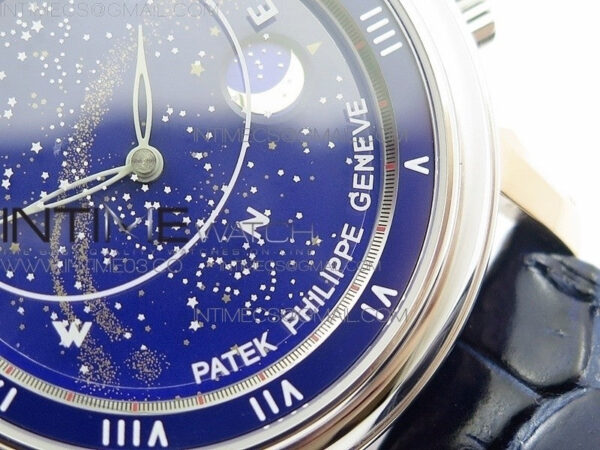 6104P Moon RG/SS Blue Dial on Blue Leather Strap A240 V2 – Bild 4