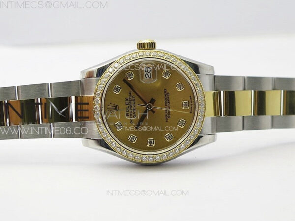 DateJust 31mm 72610 SS/YG Crystals Bezel APSF Best Edition Gold Dial Crystals Markers on Oyster Bracelet A2824 – Bild 4