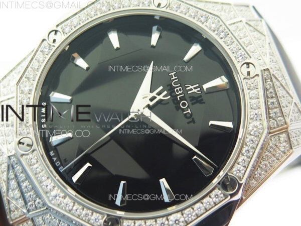 Classic Fusion Orlinski SS Full Real Diamonds B50F 1:1 Best Edition Black Faceted Dial on Black Rubber Strap A2892 – Bild 4