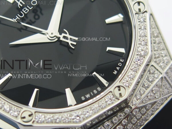 Classic Fusion Orlinski SS Full Real Diamonds B50F 1:1 Best Edition Black Faceted Dial on Black Rubber Strap A2892 – Bild 5