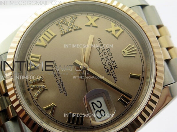 DateJust 36 SS 126231 904L SS/RG VSF 1:1 Best Edition Rose Gold Dial Roman Markers on Jubilee Bracelet VS3235 – Bild 5