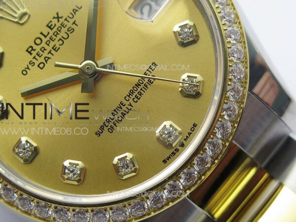 DateJust 31mm 72610 SS/YG Crystals Bezel APSF Best Edition Gold Dial Crystals Markers on Oyster Bracelet A2824 – Bild 6