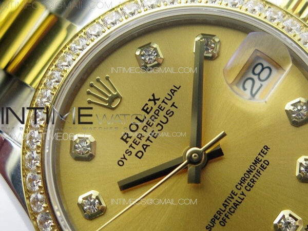 DateJust 31mm 72610 SS/YG Crystals Bezel APSF Best Edition Gold Dial Crystals Markers on Oyster Bracelet A2824 – Bild 8