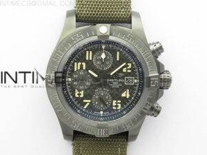 Avenger Bandit Titanium DLC B50 Best Edition Gray Carbon Dial on Green Nylon Strap A7750