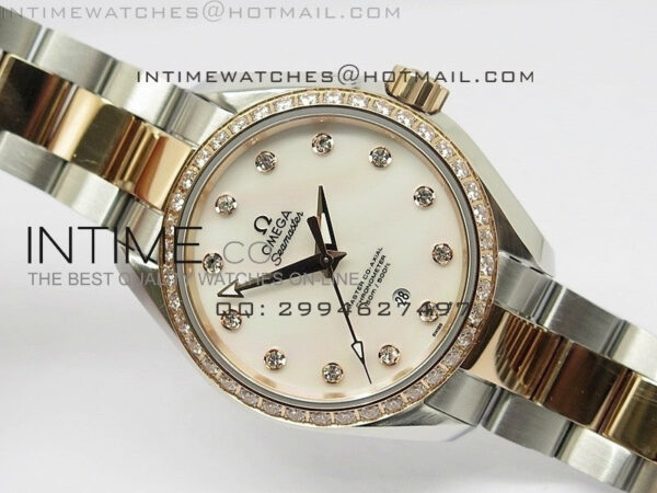 AQUA TERRA 150M SS/RG Dia Bezel White MOP dial Ladies 1:1 Miyota 8520 – Bild 2