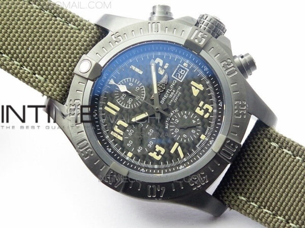 Avenger Bandit Titanium DLC B50 Best Edition Gray Carbon Dial on Green Nylon Strap A7750 – Bild 2