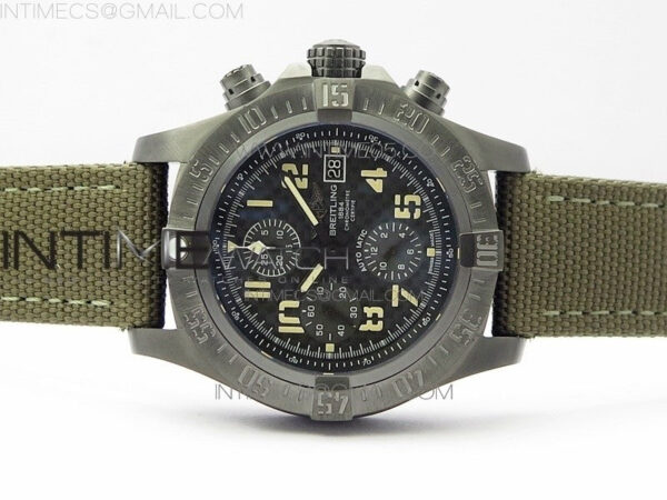 Avenger Bandit Titanium DLC B50 Best Edition Gray Carbon Dial on Green Nylon Strap A7750 – Bild 3