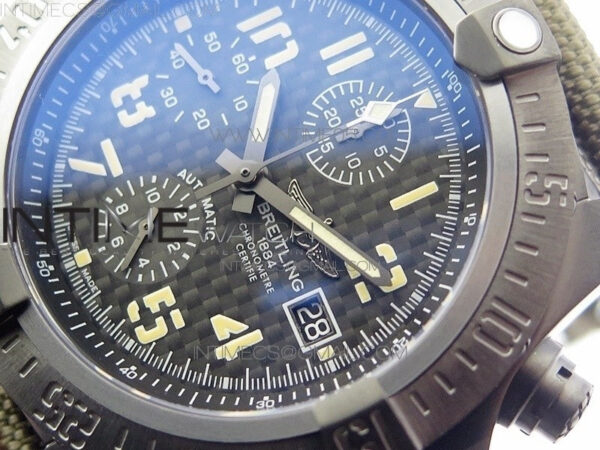 Avenger Bandit Titanium DLC B50 Best Edition Gray Carbon Dial on Green Nylon Strap A7750 – Bild 4