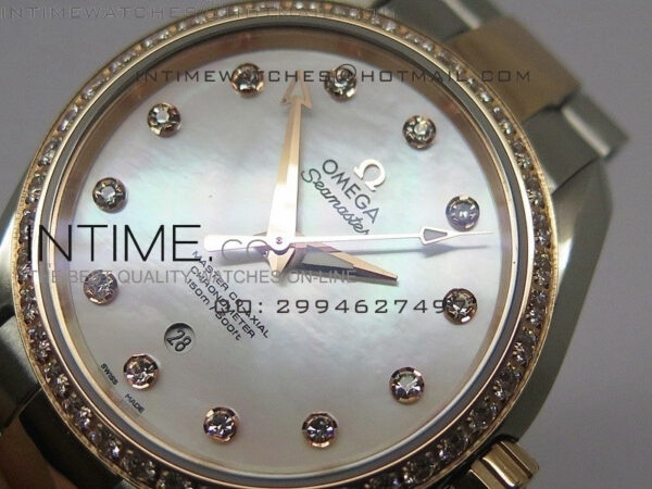 AQUA TERRA 150M SS/RG Dia Bezel White MOP dial Ladies 1:1 Miyota 8520 – Bild 4