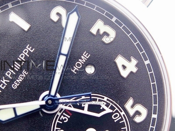 Calatrava 5524 Pilot Travel Time RG GRF Black Dial on Black Leather Strap A324 V2 – Bild 6