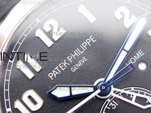 Calatrava 5524 Pilot Travel Time RG GRF Black Dial on Black Leather Strap A324 V2 – Bild 9