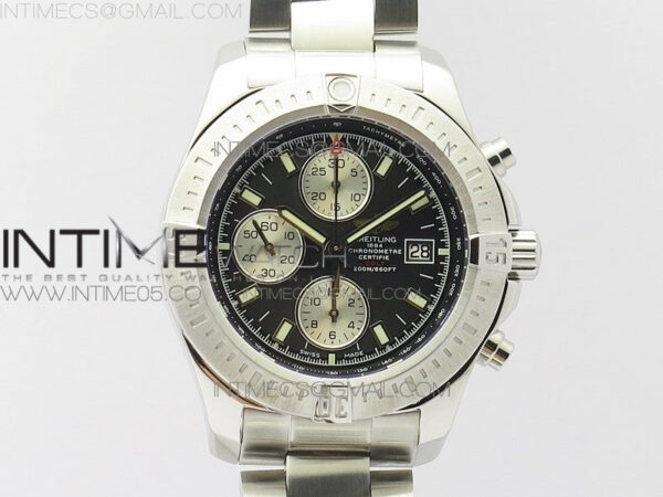 Avenger Chronograph 43mm SS B12F Best Edition Black Dial on SS Bracelet A7750