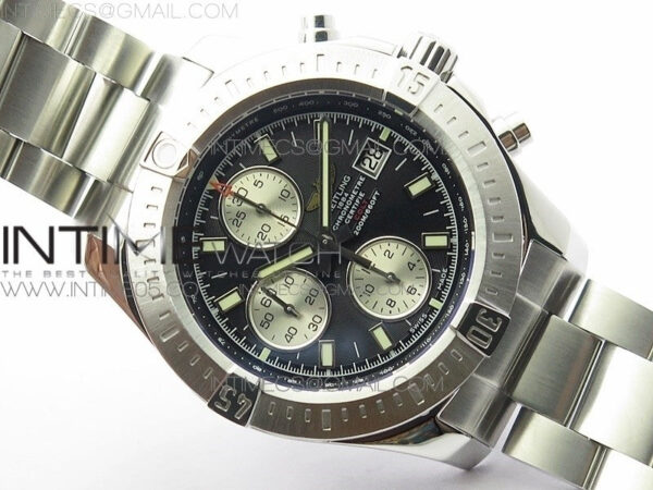 Avenger Chronograph 43mm SS B12F Best Edition Black Dial on SS Bracelet A7750 – Bild 2