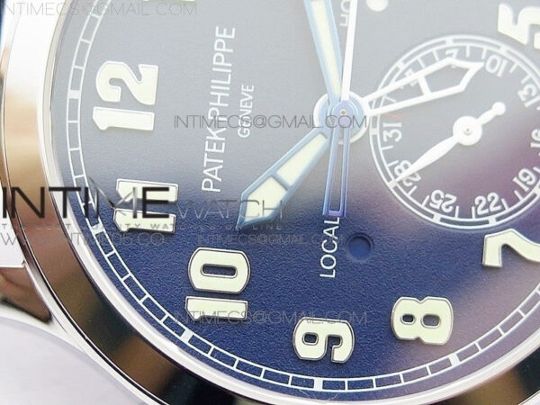 Calatrava 5524 Pilot Travel Time RG GRF Blue Dial on Black Leather Strap A324 V2 – Bild 6