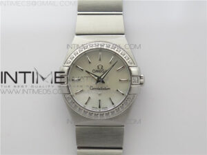 Constellation Ladies 27mm K11F 1:1 Best Edition SS Diamonds Bezel White MOP Dial Stick Markers on SS Bracelet ETA Quartz