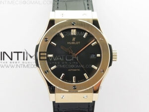 Classic Fusion 42mm RG B50F Black Dial On Black Gummy Strap A2892