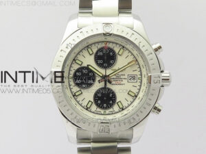 Avenger Chronograph 43mm SS B12F Best Edition White Dial on SS Bracelet A7750