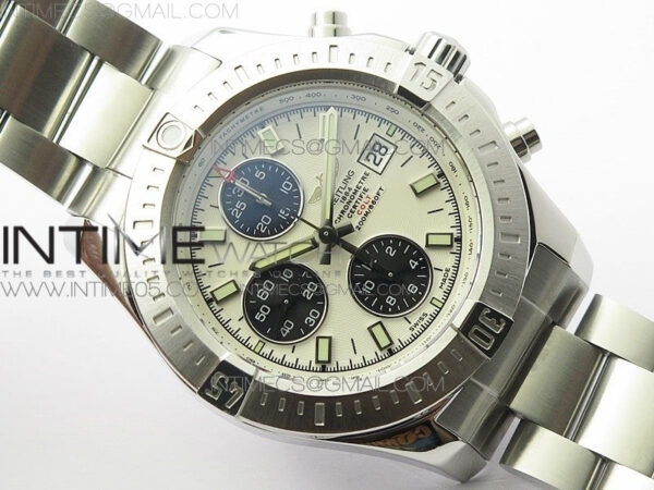 Avenger Chronograph 43mm SS B12F Best Edition White Dial on SS Bracelet A7750 – Bild 2