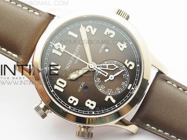 Calatrava 5524R Pilot Travel Time RG GRF Brown Dial on Brown Leather Strap A324 V2 – Bild 2