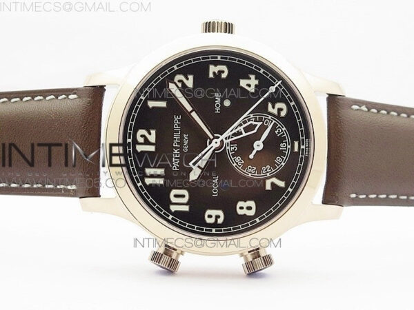 Calatrava 5524R Pilot Travel Time RG GRF Brown Dial on Brown Leather Strap A324 V2 – Bild 3