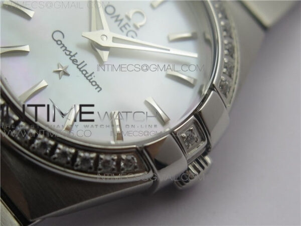 Constellation Ladies 27mm K11F 1:1 Best Edition SS Diamonds Bezel White MOP Dial Stick Markers on SS Bracelet ETA Quartz – Bild 4