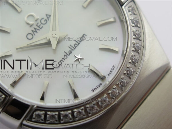 Constellation Ladies 27mm K11F 1:1 Best Edition SS Diamonds Bezel White MOP Dial Stick Markers on SS Bracelet ETA Quartz – Bild 5
