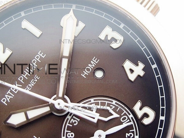Calatrava 5524R Pilot Travel Time RG GRF Brown Dial on Brown Leather Strap A324 V2 – Bild 6