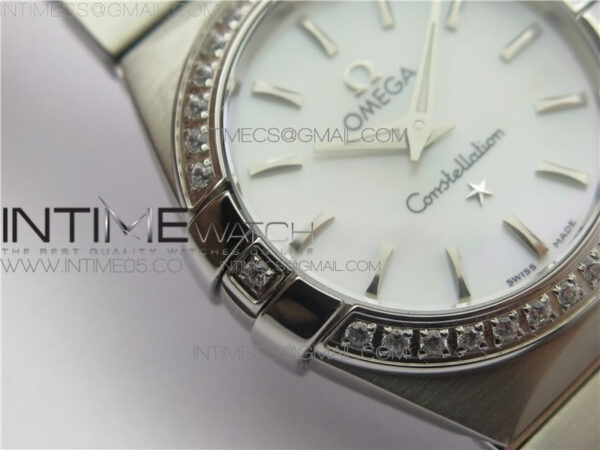 Constellation Ladies 27mm K11F 1:1 Best Edition SS Diamonds Bezel White MOP Dial Stick Markers on SS Bracelet ETA Quartz – Bild 6