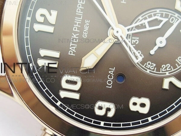 Calatrava 5524R Pilot Travel Time RG GRF Brown Dial on Brown Leather Strap A324 V2 – Bild 7