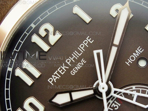 Calatrava 5524R Pilot Travel Time RG GRF Brown Dial on Brown Leather Strap A324 V2 – Bild 9