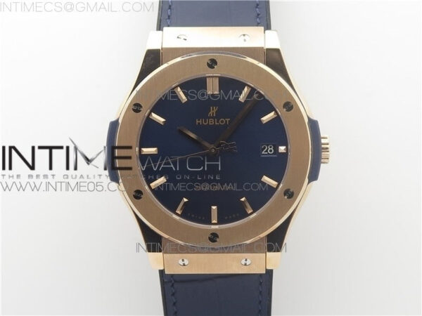 Classic Fusion 45mm RG WWF 1:1 Best Edition Blue Dial on Blue Gummy Strap A2892