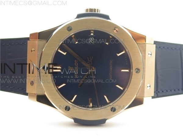 Classic Fusion 45mm RG WWF 1:1 Best Edition Blue Dial on Blue Gummy Strap A2892 – Bild 3