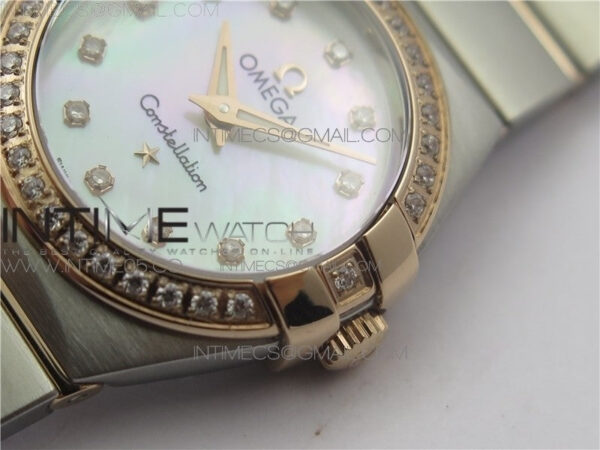 Constellation Ladies 27mm K11F 1:1 Best Edition SS/RG Diamonds Bezel White MOP Dial Stick Markers on SS/RG Bracelet ETA Quartz – Bild 4