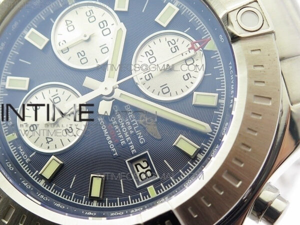 Avenger Chronograph 43mm SS B12F Best Edition Blue Dial on SS Bracelet A7750 – Bild 4