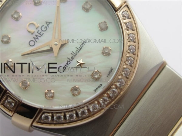 Constellation Ladies 27mm K11F 1:1 Best Edition SS/RG Diamonds Bezel White MOP Dial Stick Markers on SS/RG Bracelet ETA Quartz – Bild 5