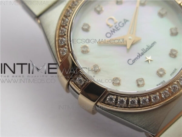 Constellation Ladies 27mm K11F 1:1 Best Edition SS/RG Diamonds Bezel White MOP Dial Stick Markers on SS/RG Bracelet ETA Quartz – Bild 6