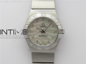 Constellation Ladies 27mm K11F 1:1 Best Edition SS White MOP Textured Dial Diamonds Markers on SS Bracelet ETA Quartz