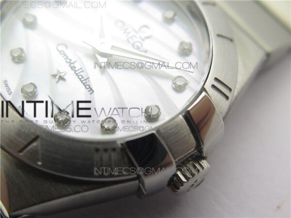 Constellation Ladies 27mm K11F 1:1 Best Edition SS White MOP Textured Dial Diamonds Markers on SS Bracelet ETA Quartz – Bild 4