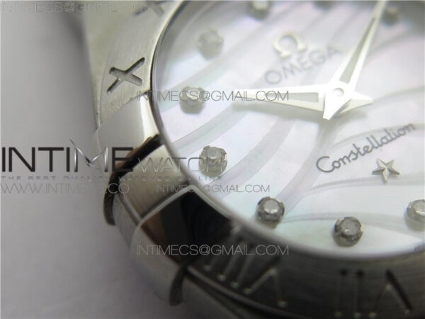 Constellation Ladies 27mm K11F 1:1 Best Edition SS White MOP Textured Dial Diamonds Markers on SS Bracelet ETA Quartz – Bild 6