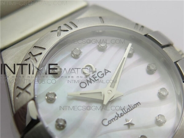 Constellation Ladies 27mm K11F 1:1 Best Edition SS White MOP Textured Dial Diamonds Markers on SS Bracelet ETA Quartz – Bild 7