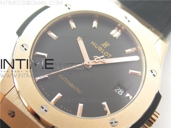 Classic Fusion 45mm RG WWF 1:1 Best Edition Black Dial on Black Gummy Strap A2892 – Bild 2
