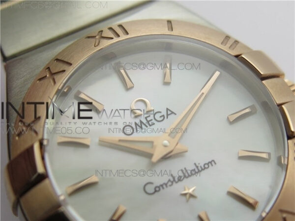 Constellation Ladies 27mm K11F 1:1 Best Edition SS/RG White MOP Dial Diamonds Markers on SS/RG Bracelet ETA Quartz – Bild 7